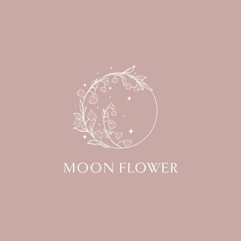 Premade Moon Flower Brand Logo Design for Blog, Business. Bohemian, Mystic, Spiritual, Floral Logo, Line Logo, Leaf Logo, Lily of the Valley - Etsy Poland Logos, Logo Lune, Moon Logo Design, Esoteric Logo, Mystic Spiritual, Herb Logo, Spiritual Logo, Mystic Logo, Perfume Logo