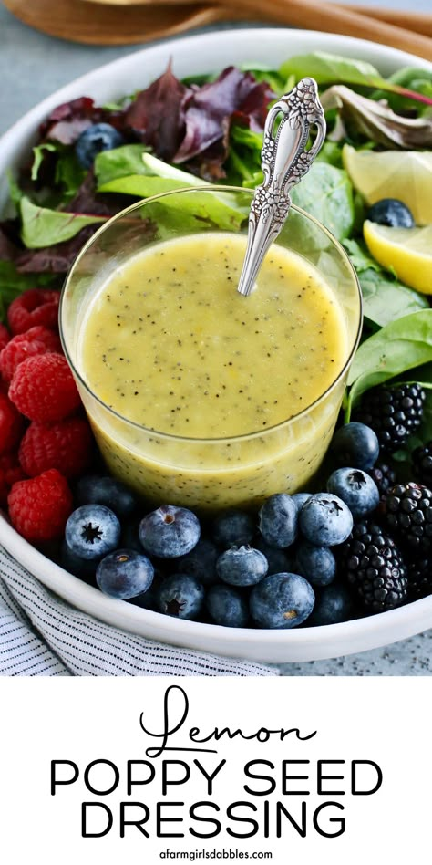 Lemon Poppyseed Dressing Recipe, Lemon Poppyseed Dressing, Poppyseed Dressing Recipe, Poppyseed Salad Dressing, Sweet Salad Dressings, Lemon Poppy Seed Dressing, Lemon Salad Dressings, Seed Salad, Poppyseed Dressing