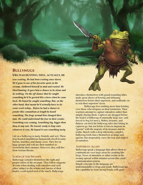 Frog race dnd D D Races, Dnd Classes, Dnd Races, Dungeons And Dragons 5e, Dungeons And Dragons Classes, Ascii Art, D D Monsters, Dnd 5e Homebrew, Dnd Monsters