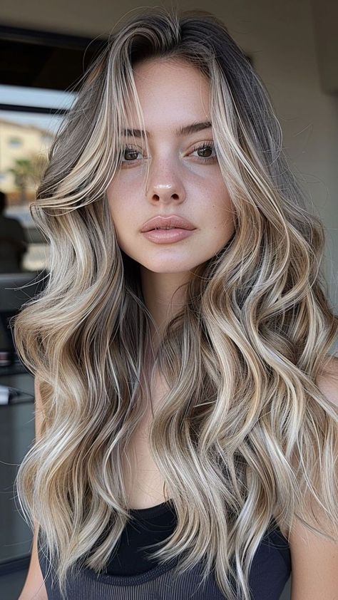 Full Hair Color With Highlights, Ash Brown Hair With Highlights Blondes, Light Hair Colors Ideas, Half Blonde Balayage, Bronde Layered Hair, Popular Blonde Hair Color 2024, From Brown To Blonde Hair Transition, Blond Hair With Brown Roots, Blonde Hair With Pale Skin