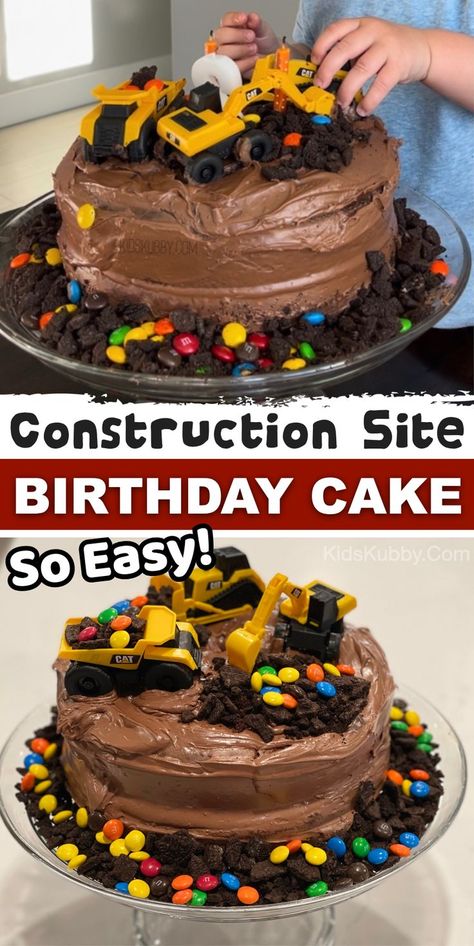 Diy Construction Cake, Easy Homemade Birthday Cake, Construction Themed Cake, 2nd Birthday Cake Boy, Fancy Bakery, Tractor Birthday Cakes, Easy Birthday Cakes, Birthday Cupcakes Boy, Construction Birthday Cake