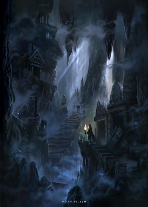 ArtStation - Catacomb Cavern, Nele Diel Dwarven City, Photographie Indie, Underground Cities, Location Inspiration, 다크 판타지, Fantasy City, Fantasy Setting, Fantasy Places, Fantasy Map