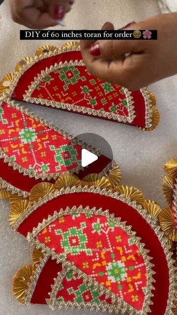 Diy Diwali Decorations Toran, Home Made Toran For Diwali, Festival Home Decor, Fabric Toran Diy, Bandanwar For Diwali, How To Make Toran For Diwali, Bandanwar Design Handmade, Diwali Toran Diy, Bandanwar Designs