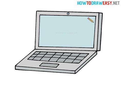 How to Draw a Laptop #Laptop #Desktop #Computer #Drawing #EasyDrawing #Apple #MacBook #Sketch #DrawingTutorials #Sketch #Sketching #Pin #PinterestDrawing #ArtWork #Work #Office Laptop Drawing Easy, Laptop Cartoon, Laptop Drawing, Elementary Drawing, Computer Drawing, Drawing Lessons For Kids, Three Dimensional Shapes, Drawing Tutorials For Beginners, Drawing Lesson