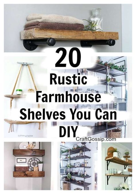 Rustic Shelves Diy, Farmhouse Shelves Diy, Garden Rustic, Diy Dining Room, Garden Decor Diy, Diy Dining, Farmhouse Shelves, Funky Decor, Floating Shelves Diy