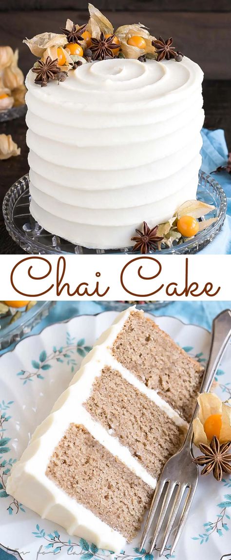 Cake Recipes With Fruit, Tea Cake Recipes, Simple Cream Cheese Frosting, Chai Cake, Brownie Desserts, Cream Cheese Frosting Recipe, Tea Cake, Think Food, Cake With Cream Cheese