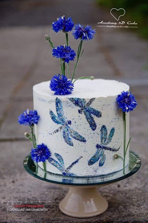 Dragonfly Party Decorations, Dragonfly Birthday Cake, Dragonfly Cake Ideas, Dragonfly Birthday Party, Dragonfly Cake, Dragonfly Birthday, Birthdays Cakes, Learn Cake Decorating, 70th Birthday Cake