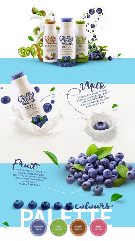 Creative Milk Ads, Milk Website Design, Modern Packaging Design, Milk Design, Graphic Designer Studio, Food Web Design, Product Advertising, Milk Brands, Advertisement Design