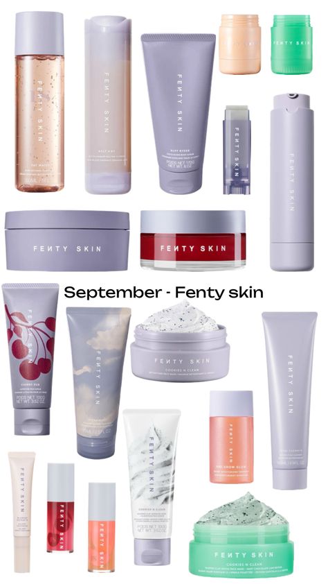 September - Fenty skin #fentyskin #fentybyrihanna #september #whatshouldidonext Fenty Cleanser, Fenty Sunscreen, Fenty Skin Aesthetic, Fenty Beauty Products, Beauty Maintenance, Fenty Skin, Sephora Skin Care, Body Hygiene, Eyeliner Makeup