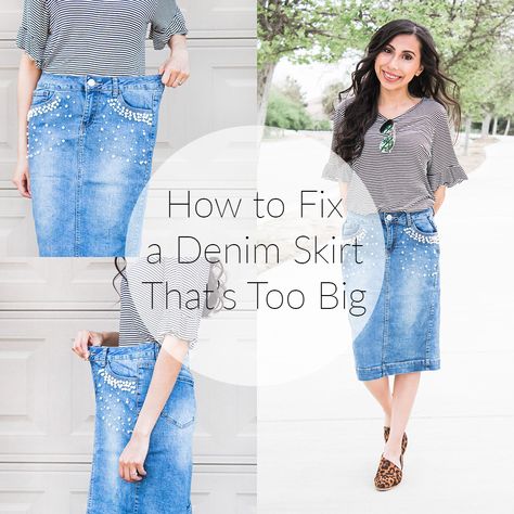 How to Alter a Denim Skirt Waistband (How to Fix a Denim Skirt That's Too Big UPDATED) Jeans Into Skirt, Sew Hacks, Homemade Wardrobe, Diy Denim Skirt, Repurposed Jeans, Altering Jeans, Skirt Waistband, Outfit Style Inspiration, Sewing Upcycling