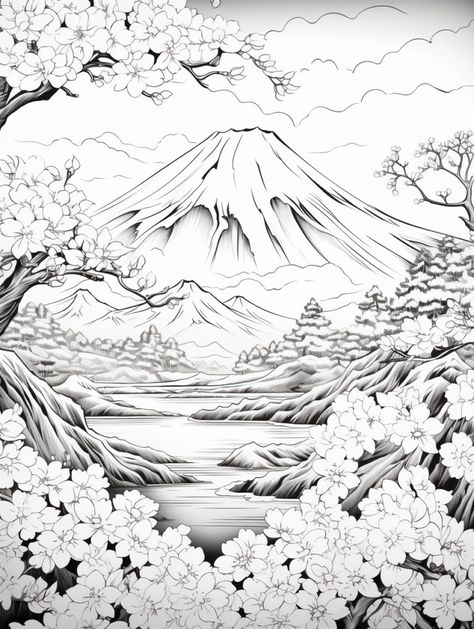 Japanese Coloring Pages, Japanese Architecture Drawings, Japan Coloring Pages, Coloring Pages For Adults Unique, Garden Coloring Pages, Scrapbook Pictures, Coloring Designs, Zen Colors, Leather Tooling Patterns