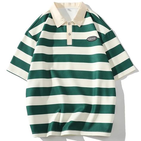 Oversized Men T-shirt ✨ New Striped Polo Shirt Men T-shirt Casual Short Sleeve Fashion Streetwear Men's Clothing Tops Tees Striped #polo #tshirt #summer #oversized Streetwear Mode, Shirt Designs For Men, Streetwear Mens, Sleeve Fashion, Striped Polo Shirt, Fashion Streetwear, Men T Shirt, Teen Fashion Outfits, Mens Polo Shirts