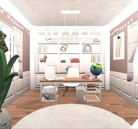 I think the credits go to coeptus yt. Not sure! If im wrong please let me know, and im sorry! Bloxburg Ideas Office, Roblox Bloxburg Office Room Ideas, Blox Burg Office Ideas, Office Ideas In Bloxburg, Bloxburg Home Office Ideas, Bloxburg Office Ideas 4x4, Bloxburg Pc Setup, Cute Bloxburg Office, Cute Bloxburg Office Ideas