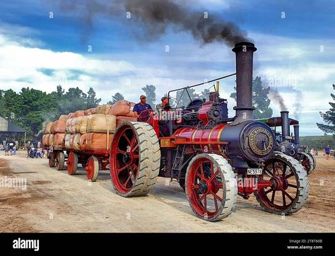 Download this stock image: Marshall traction engine, Marshall, Sons & Co. was a British agricultural machinery manufacturer founded in 1848. The company was based in the Britannia Iron Works, Gainsborough, Lincolnshire. Early production was of steam engines and agricultural machinery. Later production included diesel tractors such as the Field Marshall, Track Marshall and former Leyland wheeled tractors - 2T8T60B from Alamy's library of millions of high resolution stock photos, illustrations and Steam Tractor, Traction Engine, Agricultural Machinery, Steam Engines, Steam Engine, Vintage Photos, Steam, Engineering, Track