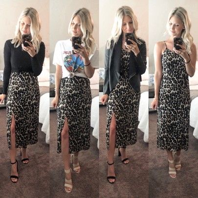 Black Silk Dress Outfit, Leopard Dress Outfit, Leopard Slip Dress, Silk Dresses Outfit, Dress Jackets, Slip Dress Outfit, Print Slip Dress, Graphic Tee Outfits, Black Silk Dress