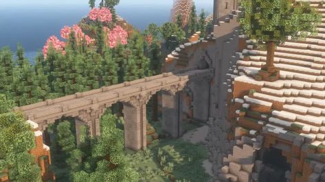 Minecraft Rope Bridge, Jungle Minecraft, Minecraft Brick, Minecraft Bridge, Bridge Ideas, Minecraft Building Ideas, Castle Exterior, Mc Builds, Rope Bridge