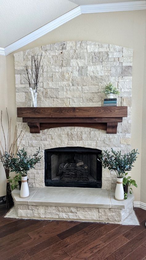 Fireplace Mantel With Corbels, Mantel With Corbels, Fireplace Faux, Faux Mantel, Shelf Installation, Unique Wood Furniture, Beam Mantel, Wood Mantle Fireplace, Mantle Fireplace