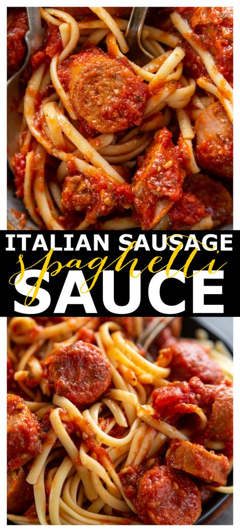 Italian Sausage Spaghetti Sauce Pasta Sauce With Sausage Recipes, Meat Sauce With Italian Sausage, Pasta Sauce With Italian Sausage, Spaghetti With Italian Sausage Links, Sausage In Marinara Sauce, Italian Sausage Sauce Recipes, Italian Sausage In Sauce, Sausage Sauce Recipes, Spaghetti Italian Sausage