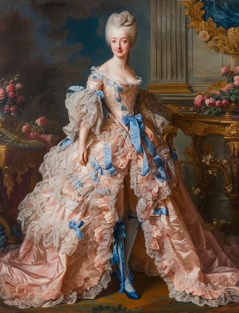 Rococo Era Dresses, Baroque Era Fashion, Rococo Royale High, Rococo Outfit Modern, Rococo Fashion Women, Rococo Style Fashion, Roccocore Aesthetic, French Rococo Fashion, Rococo Fashion 18th Century