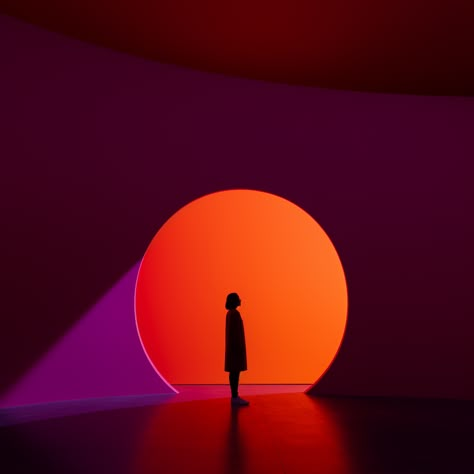 Over Time, James Turell Aesthetic, Projection Aesthetic, Immersive Theatre Scenic Design, James Turrell Light Installation, Color Installation, Unique Stage Design, James Turrell Art, Color And Light Art