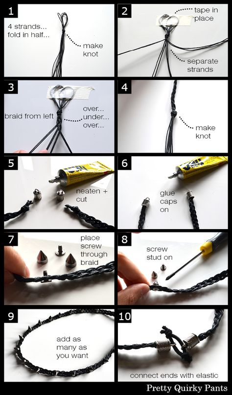 DIY Spiked Headband Diy Punk Bracelet, Diy Goth Accessories Tutorials, Punk Craft Ideas, Goth Bracelets Diy, Witch Accessories Diy, Punk Bracelets Diy, Cosplay Accessories Diy, Diy Punk Jewelry, Punk Diy Crafts