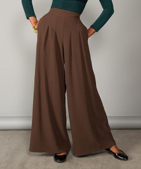 Look at this Brown Doris Palazzo Pants - Plus Too on #zulily today! Plazzo Designs, Palazzo Pants Outfit, Brown Pants, Palazzo Pants, Pants Outfit, Brown Color, Work Outfit, Color Combinations, Harem Pants