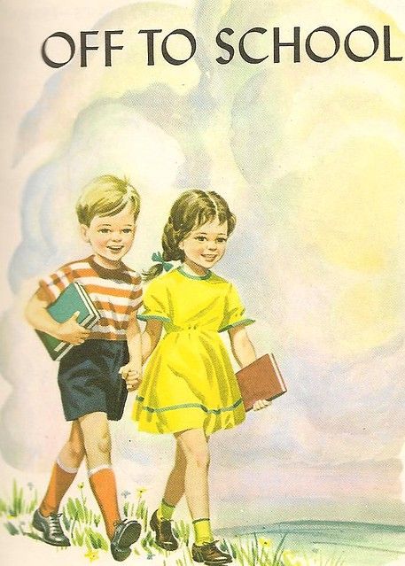 Off To School | The vintage school bk inside pg seems to be … | Flickr Vintage Classroom, Retro School, School Illustration, Old School House, Ladybird Books, Childhood Books, School House, Vintage School, School Pictures