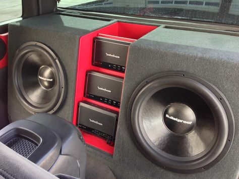 My Sons Truck ~ 2005 GMC Sierra - Michael Hughes - AKA SPL2K - SMD ... Truck Stereo Systems, Truck Subwoofer Box, Truck Audio System, Stereo Idea, Truck Stereo, Truck Audio, Mazda B2200, Car Stereo Speakers, Custom Car Audio