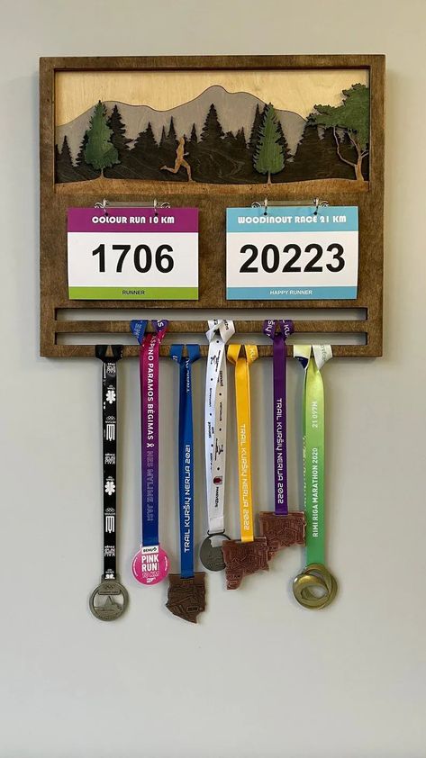 Medal display holder for medals and bibs medal holder running image 1 Running Display, Runner Medal Display, Hanging Medals, Race Medal Displays, Marathon Medal Display, Running Medal Display, Running Medal Holder, Pink Run, Race Medal