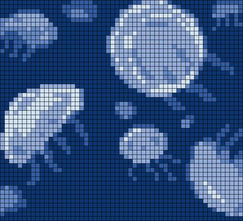 Jellyfish Pixel Art Grid, Jellyfish Grid Pattern, Ocean Inspired Crochet, Pixel Jellyfish, Jellyfish Alpha Pattern, Fish Granny Square, Ocean Alpha Pattern, Jellyfish Pattern, Jellyfish Pixel Art