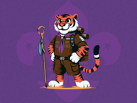 Exclusive mascot design for a scouting event in a district of Riau. The design is inspired by the Sumatran tiger, a native species of Sumatra Tiger Scouts, Tiger Mascot, Sumatran Tiger, Scout Activities, Tiger Design, Mascot Design, Logo Design, Design