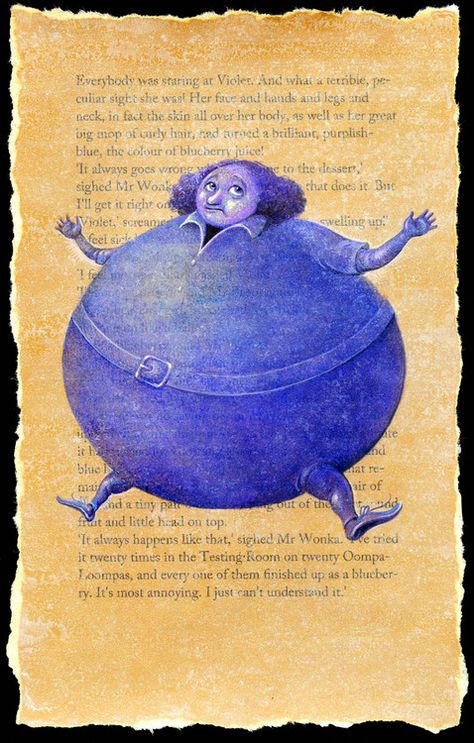 V is for Violet Beauregarde from Roald Dahl’s Charlie and the Chocolate Factory Rahl Dahl, Chocolate Factory Illustration, English Major Humor, Factory Illustration, Violet Beauregarde, Blueberry Girl, Charlie And The Chocolate Factory, English Major, Willy Wonka