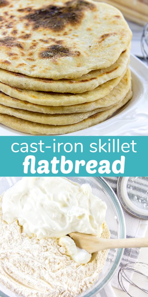 Simple Skillet Flatbread Recipe - only 4 ingredients! | Make and Takes Stovetop Flatbread, Skillet Flatbread, Italian Flat Bread, Flatbread Pizza Recipes, Easy Flatbread, Skillet Pizza, Homemade Flatbread, Flatbread Recipe, Flat Breads