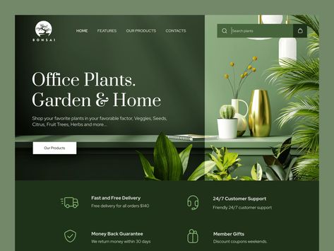 Plants Store, Website Examples, Green Web, Webdesign Inspiration, Homepage Design, Custom Web Design, Website Services, Webpage Design, Office Plants