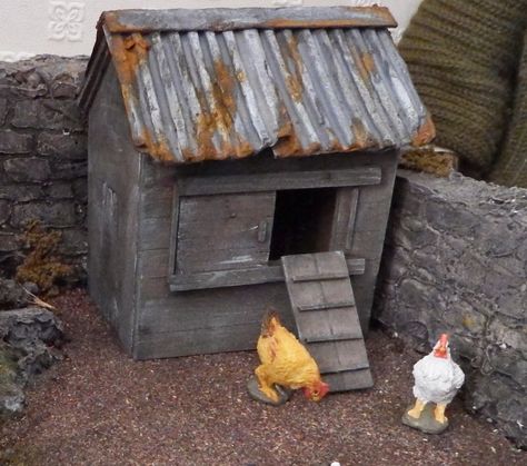 Jardin Zen Miniature, Building Miniature, Wooden Roof, Chicken Coop Decor, Corrugated Tin, Dollhouse Garden, Fairy House Diy, Fairy Garden Crafts, Fairy Crafts