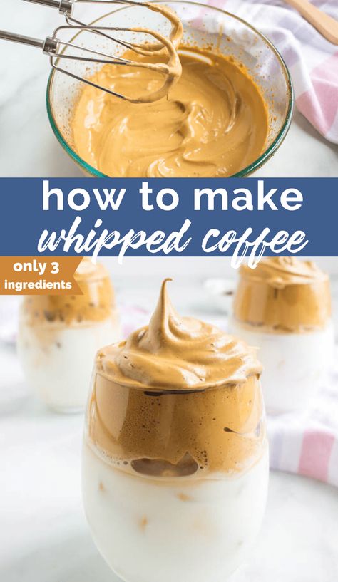 Whipped Coffee Recipe, Three Ingredient Recipes, Whipped Coffee, Coffee Ingredients, Easy Coffee Recipes, Family Fresh Meals, Easy Coffee, Coffee Drink Recipes, Coffee Recipe