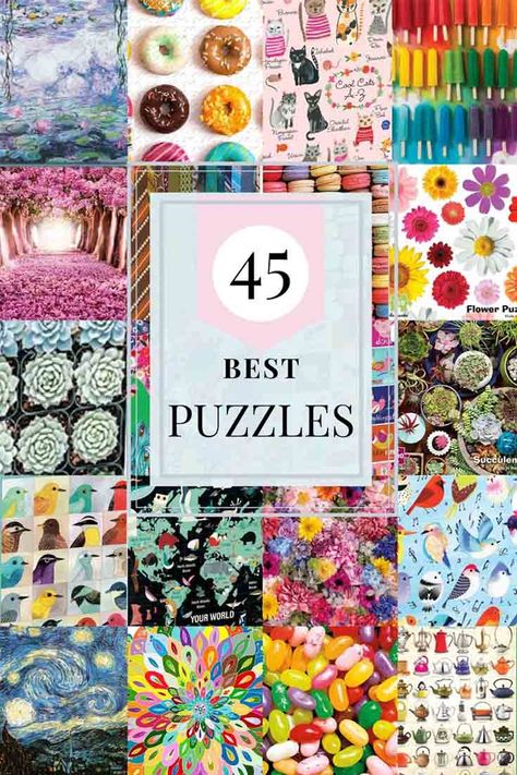 Need a fun pastime of puzzles? Check out this list of the 45 Best Puzzles for Adults. It is a great collection of puzzles to satisfy everyone's interest. Best Puzzles For Adults, Cute Puzzles, Games Corner, Coloring Puzzle, Jigsaw Puzzles For Adults, Puzzle Party, Flower Puzzles, Best Jigsaw, Free Jigsaw Puzzles