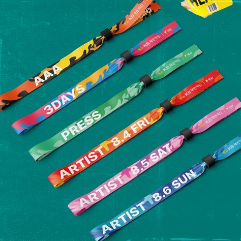 2023 INCHEON PENTAPORT ROCK FESTIVAL wristbands graphic design Palenque, Music Festival Wristbands, Festival Wristband Design, Music Festival Merchandise, Cool Merch Design, Music Festival Graphic Design, Lanyard Design Ideas, Rave Party Decorations, Rock Graphic Design