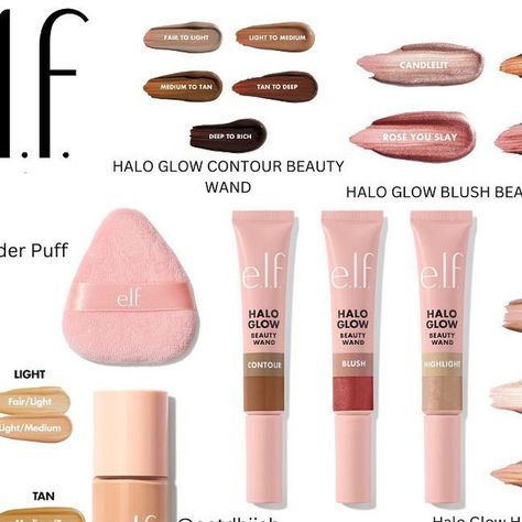 Elf Hello Glow, Elf Halo Glow Liquid Filter Swatches, Elf Halo Glow Liquid Filter Makeup, Elf Halo Glow Liquid Filter Fair Light, Halo Glow Setting Powder, Elf Halo Glow Liquid Filter, Halo Glow Contour, Halo Glow Blush, Elf Halo Glow