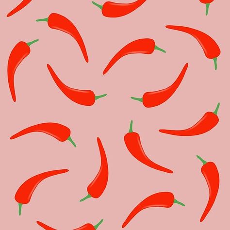 Red chili pepper pattern Chili Wallpaper, Chili Illustration, Pepper Wallpaper, Pepper Illustration, Red Chili Peppers, Pottery Painting Designs, Keramik Design, Food Wallpaper, Red Chili