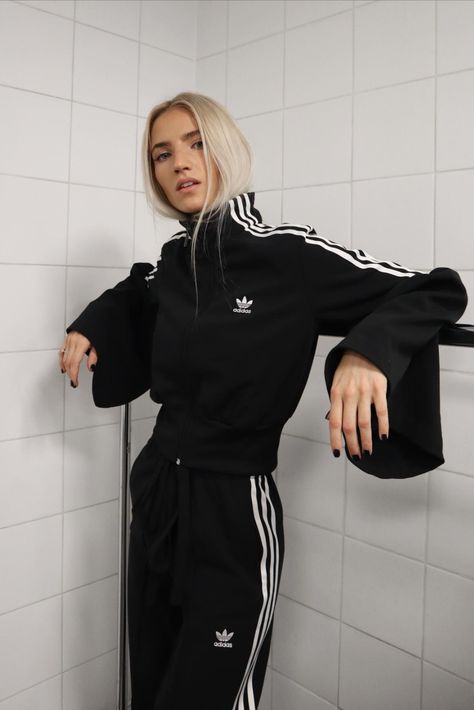 adidas black Track Suit - styled by you. Women’s Track Suit, Adidas Jumpsuit Woman Outfit, Adidas Suit Woman, Cute Tracksuits For Women, Adidas Womens Outfit, Track Suit Outfits Women, Black Adidas Jacket Outfit, Adidas Outfit Black Women, Tracking Outfit Women