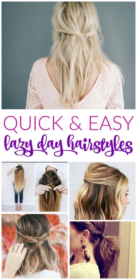 Quick and Easy Lazy Day Hairstyles for Women! Simple Everyday Styles and Trends for up-dos, braids, or half up options for spring, summer, fall, or winter! #lemonpeony #hair #hairstyles #lazy #easy #updos #halfup #braid #twist Hairstyles Lazy, Easy Lazy Hairstyles, Cute Easy Hairstyles, Lazy Day Hairstyles, Day Hairstyles, Easy Everyday Hairstyles, Lazy Hairstyles, Up Dos, Low Maintenance Hair