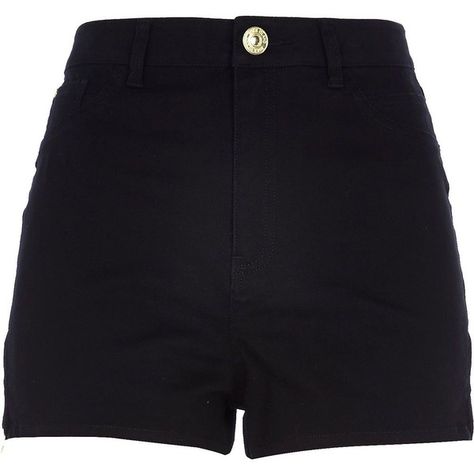 River Island Black high waisted Nori denim shorts ($40) ❤ liked on Polyvore featuring shorts, bottoms, pants, short, black, denim shorts, women, stretch denim shorts, denim short shorts and high-waisted jean shorts Casual Sweatpants Outfit, Summer Jean Shorts Outfit, Camo Pants Outfit, Stretchy Jean Shorts, Pants Short, Summer Shorts Outfits, Black High Waisted Shorts, Stretch Denim Shorts, Black Jean Shorts