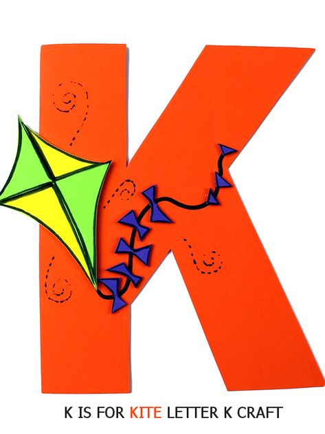 K is for Kite Letter K Craft - Our Kid Things Letter K Craft, K Is For Kite, K Craft, Letter K Crafts, Easy Preschool Crafts, Alphabet Crafts Preschool, Letter Crafts, Preschool Alphabet, K Crafts