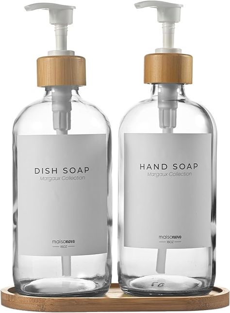 Amazon.com: MaisoNovo Black Glass Soap Dispenser with Pump and Bamboo Tray - Kitchen Soap Dispenser Set - Hand Soap Dispenser for Bathroom, Dish and Hand Soap Dispenser Set, Soap and Lotion Dispenser Set of 2 : Home & Kitchen Soap And Lotion Dispenser Set, Hand And Dish Soap Dispenser, Soap Dispenser Set, Lotion And Soap Dispensers, Glass Soap Dispenser, Glass Dispenser, Bamboo Tray, Soap Pump Dispenser, Dish Soap Dispenser