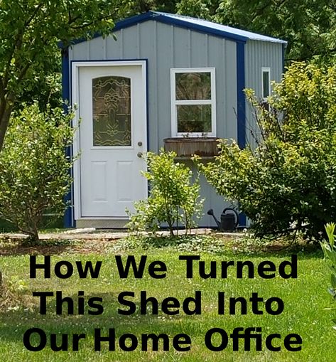 How We Turned a Shed Into Our Home Office Study Shed Ideas, Shed Into Office Space, Small Shed Studio, Shed To Home Office, She Shed Ideas Offices, Diy Outdoor Office Shed, Tough Shed Office, Turn A Shed Into An Office, She Shed Colors Inside