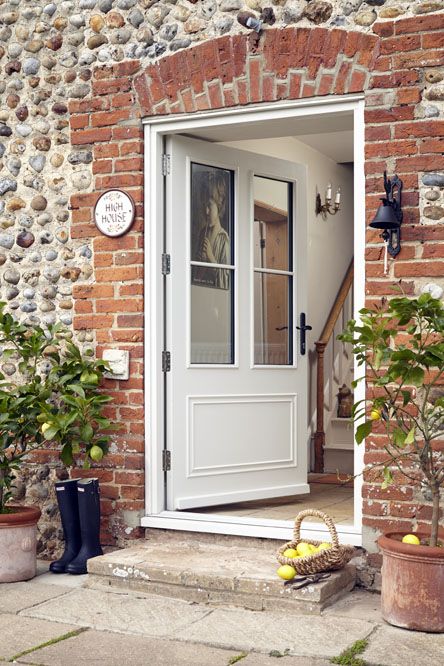 Wooden doors gallery - ideas & inspiration | Anglian Home Front Doors Uk, Wooden Front Door, Victorian Front Doors, White Front Door, Cottage Front Doors, Front Door Inspiration, Traditional Front Doors, Front Door Styles, Cottage Door