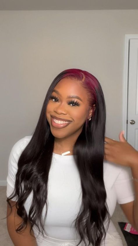 Wine Red Hair, Ombre Hair Black Women, Red Hair Long, Reverse Ombre Hair, Exotic Hair Color, Red Roots, Reverse Ombre, Black Hair Wigs, Red Ombre Hair