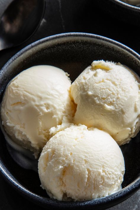 You may think of the most basic ice cream flavor as vanilla, but it’s actually sweet cream—it contains no vanilla and no eggs—just milk, heavy cream, and sugar. To this classic trio, we add milk powder, corn syrup, and cornstarch for a creamy, smooth consistency. Sweet Cream Ice Cream, Jelly Gummies, American Test Kitchen, Cooks Illustrated Recipes, Donut Toppings, Caramel Chocolate Bar, Cookie Toppings, Lemon Ice Cream, Caramel Tart