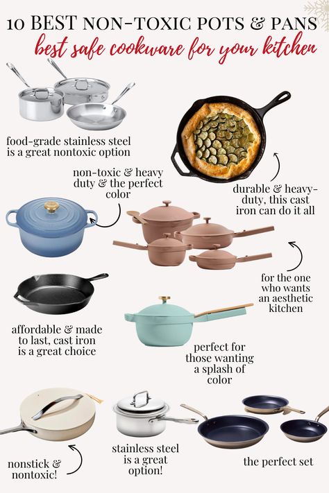 non-toxic pots and pans Oven Safe Cookware, Nice Pots And Pans, Pan Sets Cooking, Cute Pots And Pans Aesthetic, Best Pots And Pans Cookware Set Nonstick, Best Kitchen Pots And Pans, Cooking Pots And Pans Cookware Set, Pot Sets Cooking, Cooking Pans Types Of